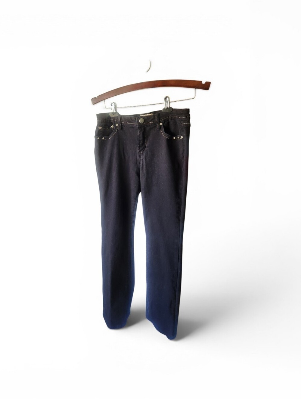 Earl Jean Black Straight Leg Jeans with Rhinestone Back Pockets
